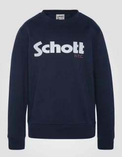 Sweatshirt col rond bleu marine enfant - MARINE