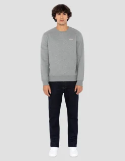 Sweatshirt col rond gris chiné en molleton épais - GRIS CHINÉ