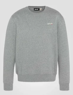 Sweatshirt col rond gris chiné en molleton épais - GRIS CHINÉ