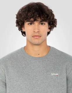 Sweatshirt col rond gris chiné en molleton épais - GRIS CHINÉ