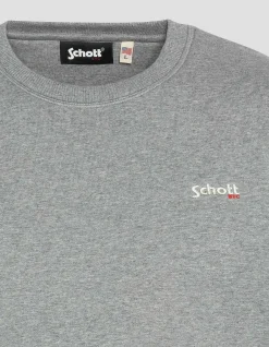 Sweatshirt col rond gris chiné en molleton épais - GRIS CHINÉ