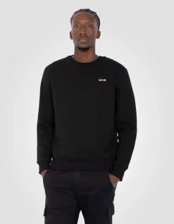 Sweatshirt col rond noir en molleton épais - NOIR