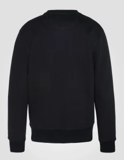 Sweatshirt col rond noir en molleton épais - NOIR