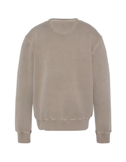 Sweatshirt col rond taupe, effet délavé - TAUPE