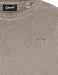 Sweatshirt col rond taupe, effet délavé - TAUPE