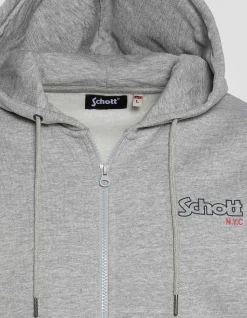 Sweatshirt gris chiné à capuche zippé - GRIS CHINÉ