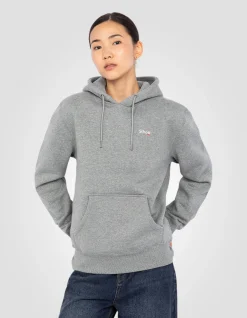 Sweatshirt gris chiné à capuche en molleton épais - GRIS CHINÉ