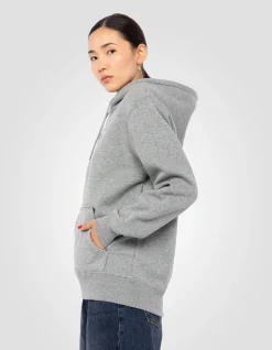 Sweatshirt gris chiné à capuche en molleton épais - GRIS CHINÉ