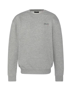 Sweatshirt gris chiné à col rond - GRIS CHINÉ