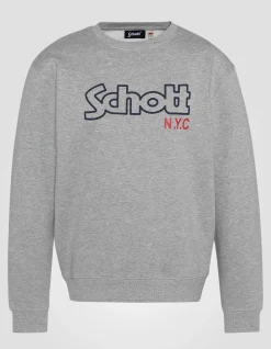 Sweatshirt gris chiné à col rond - GRIS CHINÉ