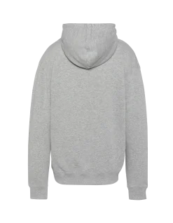 Sweatshirt gris chiné imprimé à capuche - GRIS CHINÉ