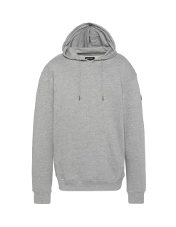 Sweatshirt gris chiné uni à capuche - GRIS CHINÉ