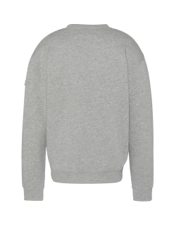 Sweatshirt gris chiné uni col rond - GRIS CHINÉ