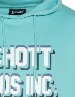Sweatshirt lagon à capuche imprimé « SCHOTT BROS INC. » - LAGON