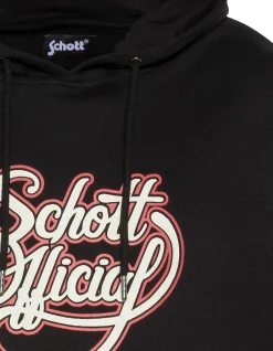 Sweatshirt noir à capuche imprimé Schott Official - NOIR