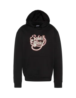 Sweatshirt noir à capuche imprimé Schott Official - NOIR