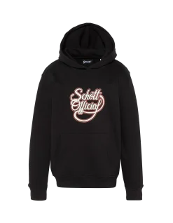 Sweatshirt noir à capuche imprimé Schott Official enfant - NOIR
