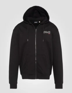 Sweatshirt noir à capuche zippé - NOIR