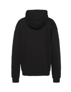 Sweatshirt noir imprimé à capuche - NOIR