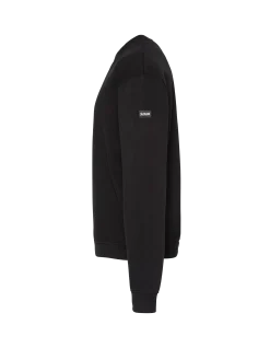 Sweatshirt noir uni col rond - NOIR