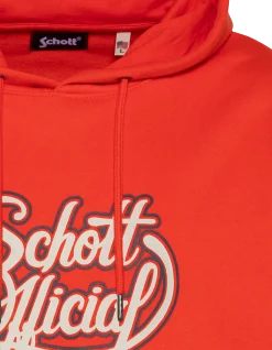 Sweatshirt orange à capuche imprimé Schott Official - ORANGE