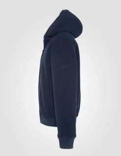 Sweatshirt polaire zippé bleu marine à capuche - MARINE
