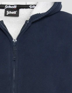 Sweatshirt polaire zippé bleu marine à capuche - MARINE