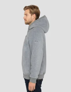 Sweatshirt polaire zippé gris chiné à capuche - GRIS CHINÉ