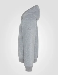Sweatshirt polaire zippé gris chiné à capuche - GRIS CHINÉ