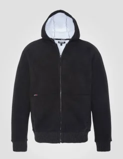 Sweatshirt polaire zippé noir à capuche - NOIR