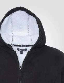 Sweatshirt polaire zippé noir à capuche - NOIR