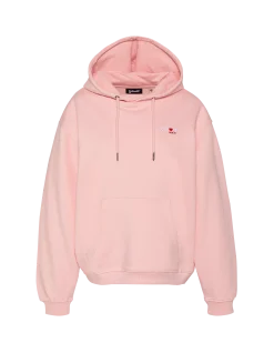 Sweatshirt rose pâle à capuche avec broderie cœur - ROSE PÂLE