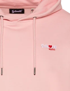 Sweatshirt rose pâle à capuche avec broderie cœur - ROSE PÂLE