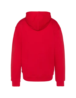 Sweatshirt rouge imprimé à capuche - ROUGE