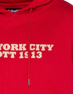 Sweatshirt rouge imprimé à capuche - ROUGE