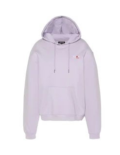 Sweatshirt violet pastel à capuche avec broderie cœur - VIOLET PASTEL