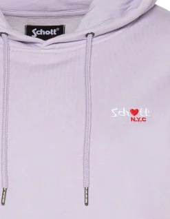 Sweatshirt violet pastel à capuche avec broderie cœur - VIOLET PASTEL