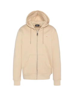 Sweatshirt zippé beige clair à capuche en molleton épais - BEIGE CLAIR