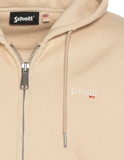 Sweatshirt zippé beige clair à capuche en molleton épais, grande taille - BEIGE CLAIR
