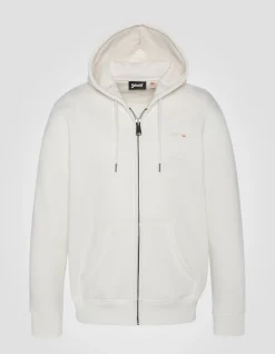 Sweatshirt zippé blanc à capuche en molleton épais - BLANC CASSÉ