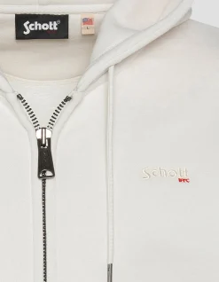 Sweatshirt zippé blanc à capuche en molleton épais - BLANC CASSÉ