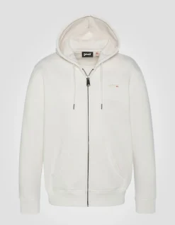 Sweatshirt zippé blanc à capuche en molleton épais, grande taille - BLANC CASSÉ