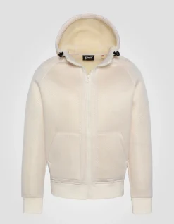 Sweatshirt zippé blanc à capuche - BLANC
