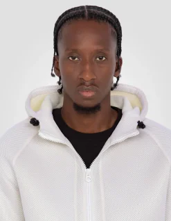 Sweatshirt zippé blanc à capuche - BLANC