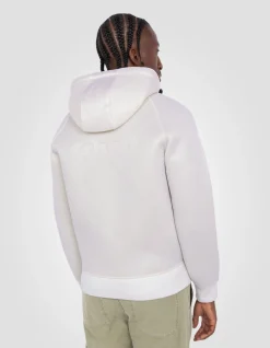 Sweatshirt zippé blanc à capuche - BLANC