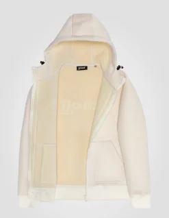 Sweatshirt zippé blanc à capuche - BLANC