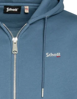 Sweatshirt zippé bleu acier à capuche en molleton épais, grande taille - BLEU ACIER
