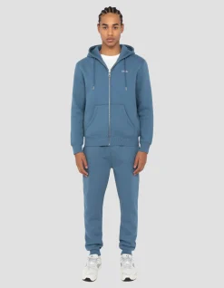 Sweatshirt zippé bleu acier à capuche en molleton épais - BLEU ACIER