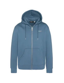 Sweatshirt zippé bleu acier à capuche en molleton épais - BLEU ACIER