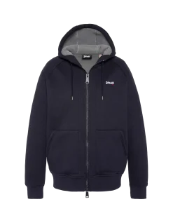 Sweatshirt zippé bleu marine à capuche en Triplux - MARINE